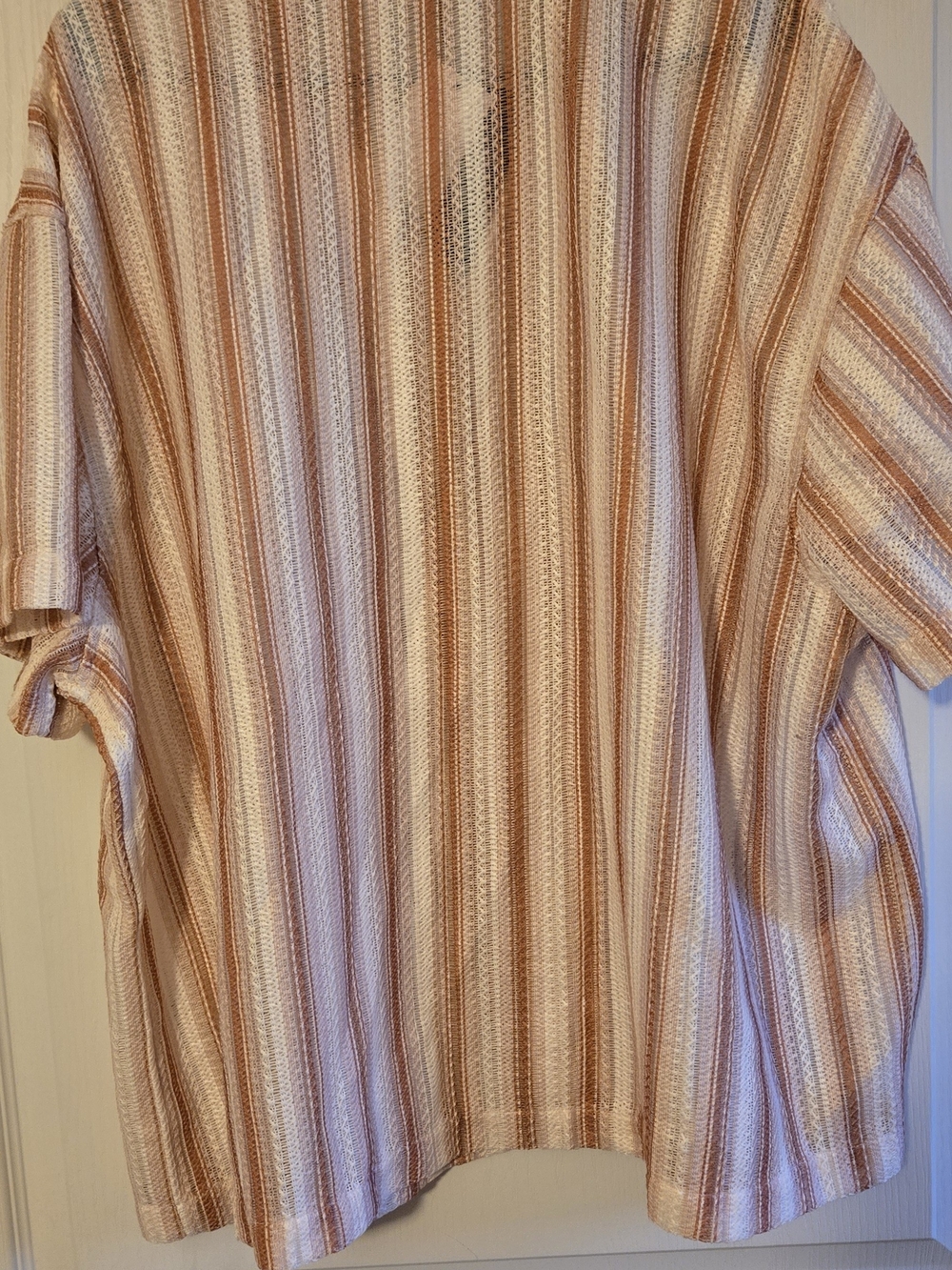 Original Use Men's Short-Sleeve Button Shirt in Peach & White Stripes